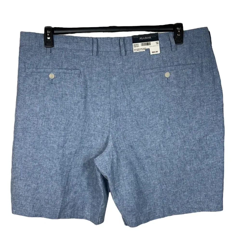 Jos. A. Bank Mens SZ 44 Linen Blend Shorts Tailored Fit Pockets Lightweight Blue